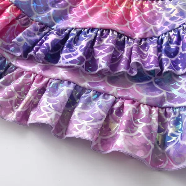 VIKITA Girls Ruffle Skirt Sparkling Scales Layered Skirt Hem Wrap Side Mini SkirtsPurplesk251