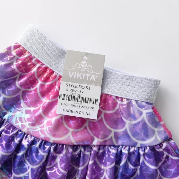 VIKITA Girls Ruffle Skirt Sparkling Scales Layered Skirt Hem Wrap Side Mini SkirtsPurplesk251