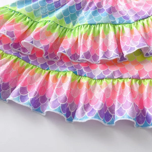 VIKITA Girls Ruffle Skirt Sparkling Scales Layered Skirt Hem Wrap Side Mini SkirtsRainbowsk253