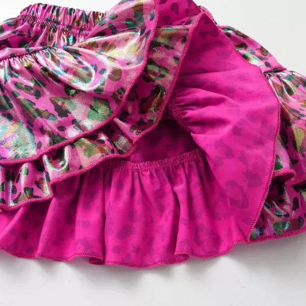 VIKITA Girls Ruffle Skirt Sparkling Scales Layered Skirt Hem Wrap Side Mini SkirtsRose Redsk236