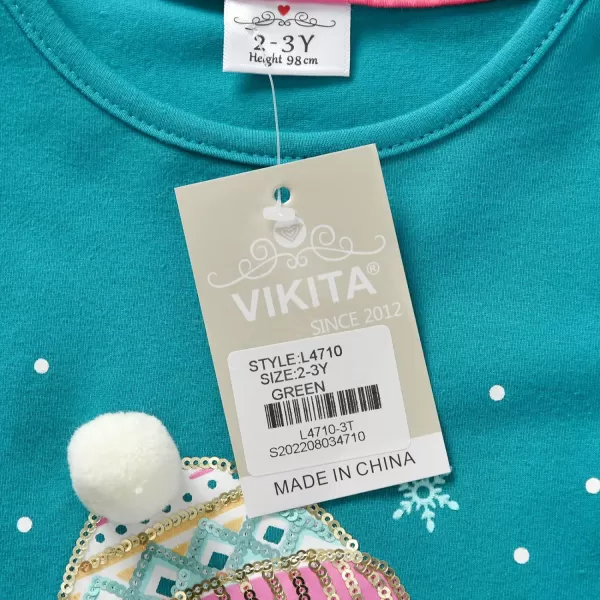 VIKITA Girls Shirts Winter Long Sleeve Girls Tops Toddler Girls Graphic Tees 212 YearsAl4710