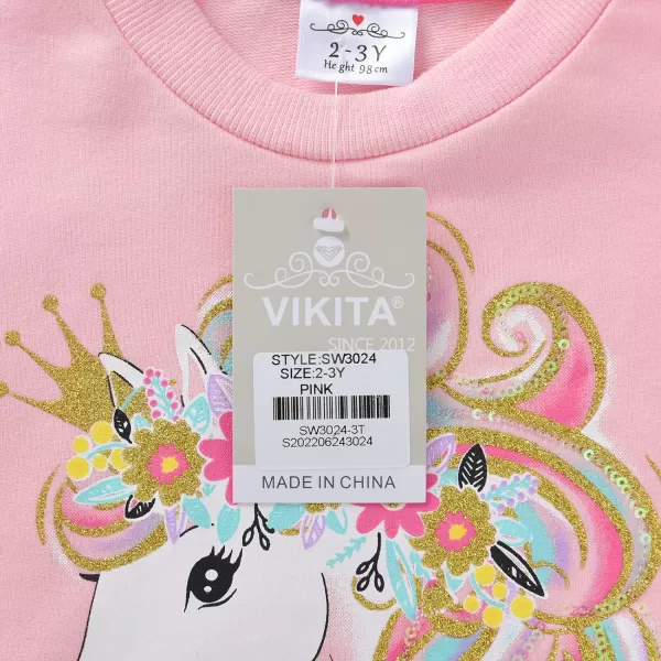 VIKITA Girls Shirts Winter Long Sleeve Girls Tops Toddler Girls Graphic Tees 212 YearsSw3024