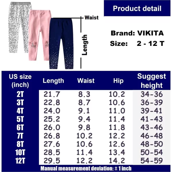 VIKITA Girls Stripe Leggings Cotton Flower Long Spring Summer Pants for 28 YearsF5542f5520f5595