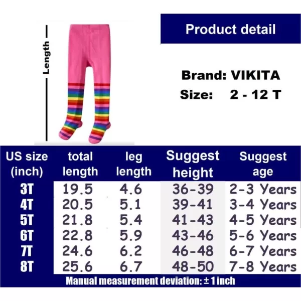 VIKITA Girls Tights Cotton Leggings in Spring Fall Winter Stripe Socks for Girls 38 YearsF5001