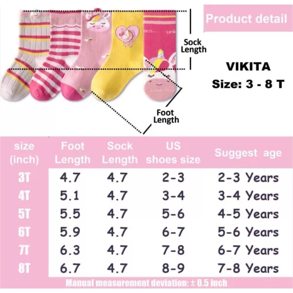 VIKITA Girls Tights Cotton Leggings in Spring Fall Winter Stripe Socks for Girls 38 YearsSml23718