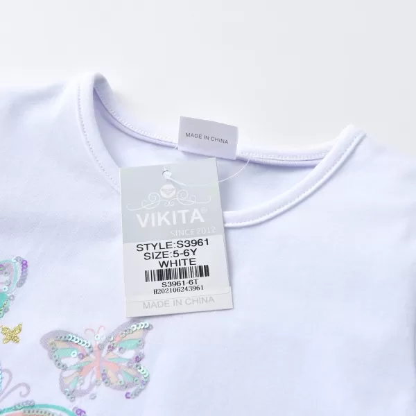 VIKITA Kids Girls Shirts Winter Long Sleeve Tees Toddler Graphic Tops for Daily Wearing for 28 Years Kids Multipack TeesBs3961s3975