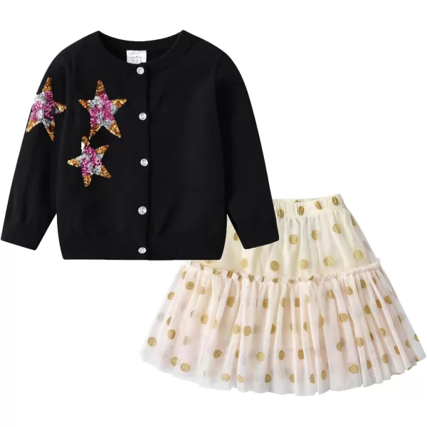 VIKITA Knitted Sweater Cardigan Tutu Skirt Set for Little Girls Casual Soft Long Sleeve 2pcs Fall and Winter OutfitsSw3008sk213