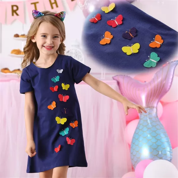 VIKITA Summer Girls Dresses Short Sleeve Casual Toddler Girl Clothes Schoold Outfits for KidsAjm6808