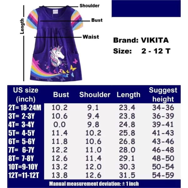 VIKITA Summer Girls Dresses Short Sleeve Casual Toddler Girl Clothes Schoold Outfits for KidsAsh5807