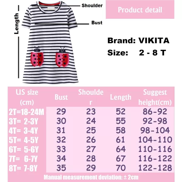 VIKITA Summer Girls Dresses Short Sleeve Casual Toddler Girl Clothes Schoold Outfits for KidsBsh7002