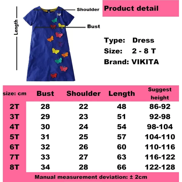 VIKITA Summer Girls Dresses Short Sleeve Casual Toddler Girl Clothes Schoold Outfits for KidsBsmk666