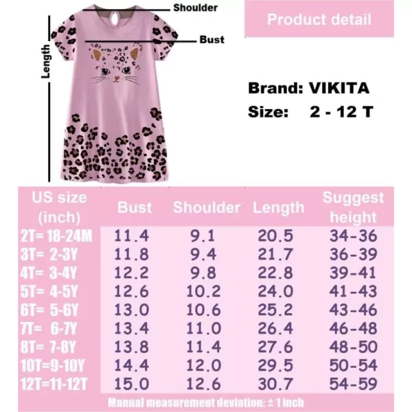 VIKITA Summer Girls Dresses Short Sleeve Casual Toddler Girl Clothes Schoold Outfits for KidsCsh0540