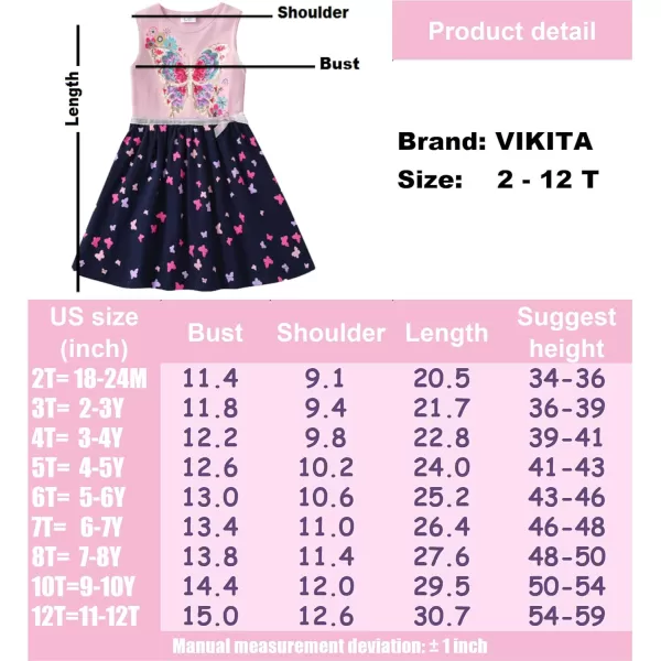 VIKITA Summer Girls Dresses Short Sleeve Casual Toddler Girl Clothes Schoold Outfits for KidsCsh4333