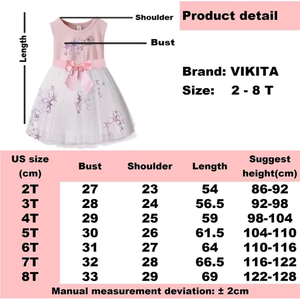 VIKITA Toddler Flower Girl Dress Summer Sleeveless Polyester Tutu Dresses for Girls 37 Years KneeLengthSh4786