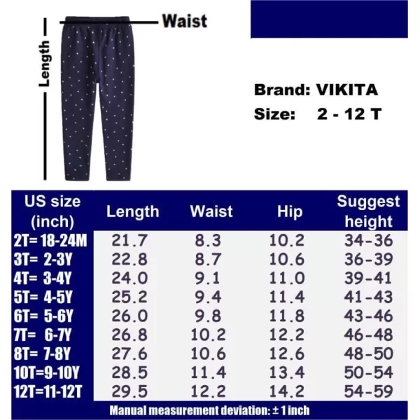 VIKITA Toddler Girls Clothes Winter Leggings Warm Pants Fall Outfits for Little Kids 212 YearsJm1095