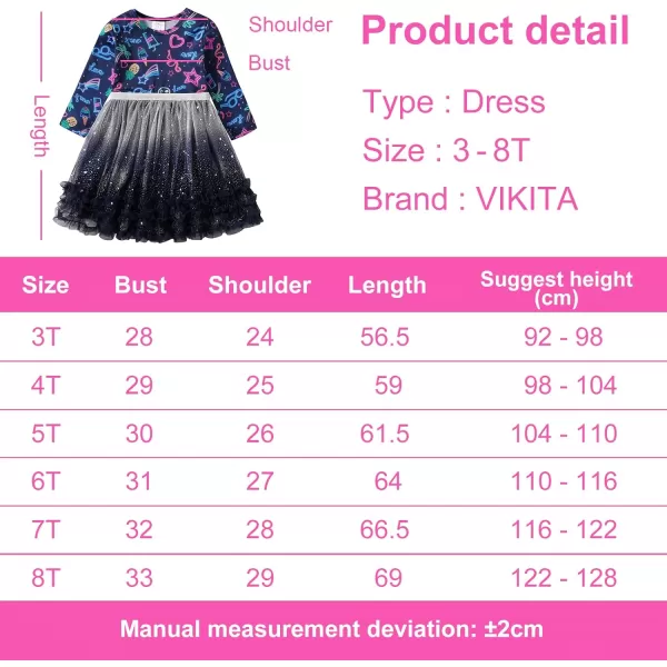 VIKITA Toddler Girls Dress Long Sleeve Ruffle Cotton Sweatshirt with Tutu for Birthday Party Dresses OutfitBlacklh4400