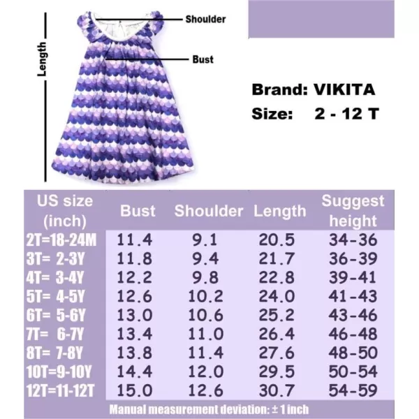 VIKITA Toddler Girls Dresses Short Sleeve Girl Clothes Summer Outfit for Kids 212 Years OldDsh0300