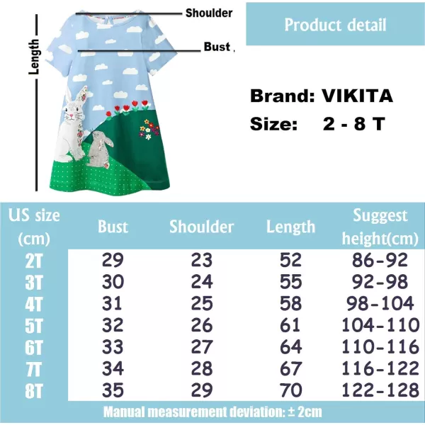 VIKITA Toddler Girls Dresses Short Sleeve Girl Clothes Summer Outfit for Kids 212 Years OldSh7062