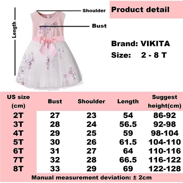 VIKITA Toddler Girls Dresses Summer Sleeveless Polyester Tutu Dresses for Girls 312 YearsAsh4864