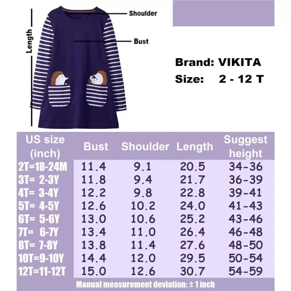 VIKITA Toddler Girls Dresses Winter Long Sleeve Girl Casual Clohtes for Kids 212 Years Xmas GiftBjm7002