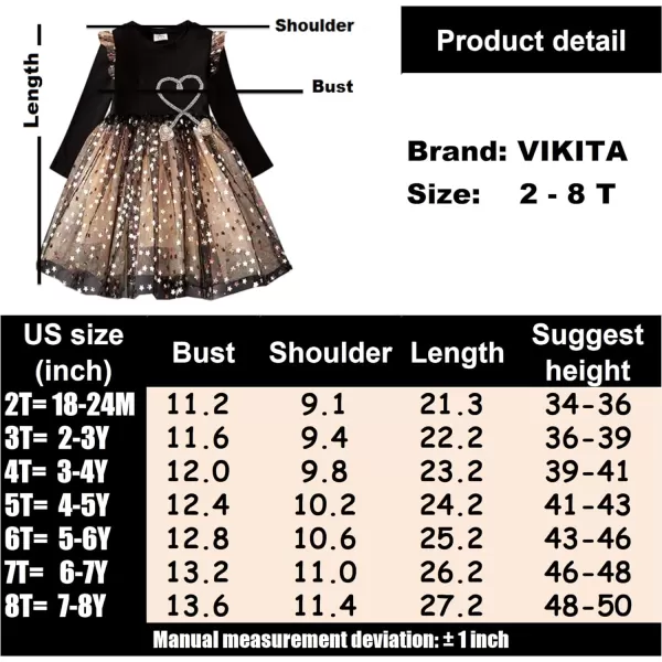 VIKITA Toddler Girls Dresses Winter Long Sleeve Tutu Party Dress for Girl 212 Years Xmas GiftAlh4866