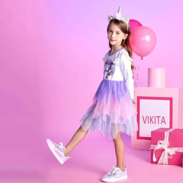 VIKITA Toddler Girls Dresses Winter Long Sleeve Tutu Party Dress for Girl 212 Years Xmas GiftAlh4870