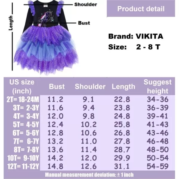 VIKITA Toddler Girls Dresses Winter Long Sleeve Tutu Party Dress for Girl 212 Years Xmas GiftSwq2301