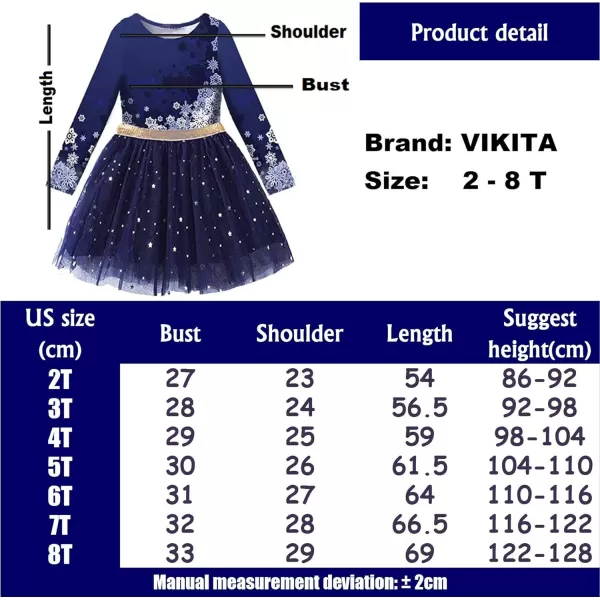 VIKITA Toddler Girls Dresses Winter Long Sleeve Tutu Party Dress for Girl 37 Years Xmas GiftBlh4583