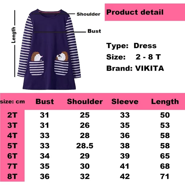 VIKITA Toddler Girls Dresses Winter Longsleeve Hooded Dress Cotton Casual Dresses with Pockets for 212 Years Old GirlsJm7179