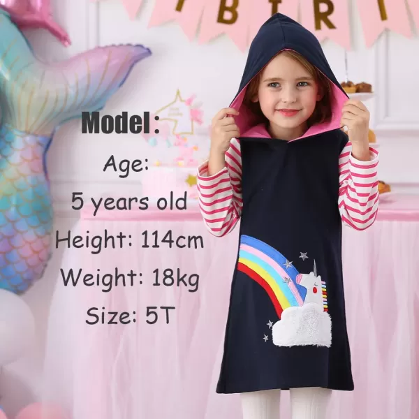 VIKITA Toddler Girls Dresses Winter Longsleeve Hooded Dress Cotton Casual Dresses with Pockets for 212 Years Old GirlsSmk7120