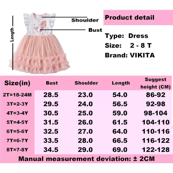 VIKITA Toddler Girls Dresses for Summer Short Sleeve Kid Clothes Party Tutu Dresses for Little Girls28 YearsBsh4777