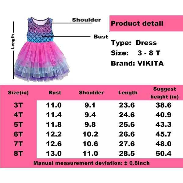 VIKITA Toddler Girls Dresses for Summer Short Sleeve Kid Clothes Party Tutu Dresses for Little Girls28 YearsSh4594blue