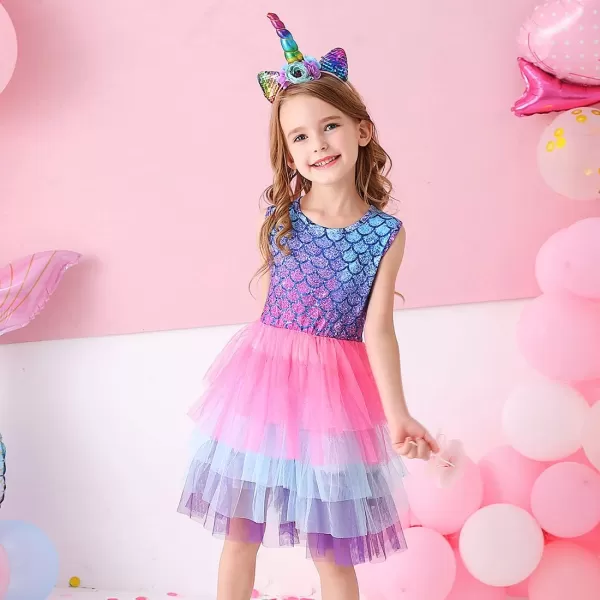 VIKITA Toddler Girls Dresses for Summer Short Sleeve Kid Clothes Party Tutu Dresses for Little Girls28 YearsSh4594blue