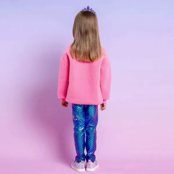 VIKITA Toddler Girls Fuzzy Sherpa Sweatshirt Long Sleeve Fleece Pullover Soft Warm Tops with Sparkle Cute CartoonPinksw3290