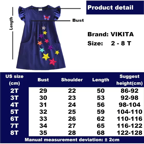 VIKITA Toddler Girls Summer Cotton Dress Sleeveless Soft Tutu Tulle Dresses for School Birthday Outfit1 Packsh5808