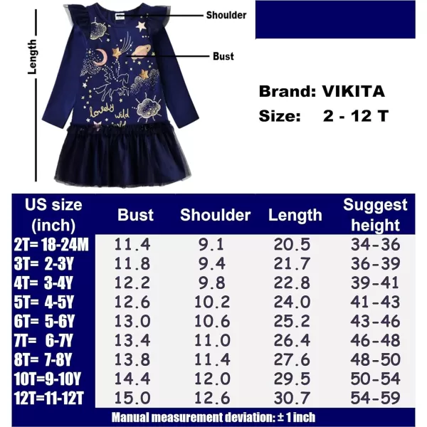 VIKITA Winter Girls Dresses Toddler Girl Clothes Long Sleeve School Outfits for Kids 212 YearsLh6999