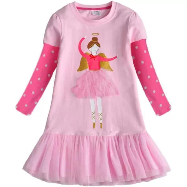 VIKITA Baby Girl Cartoon Flower Dress Long Sleeve Winter Dresses for 212 Years Old GirlsLh3662