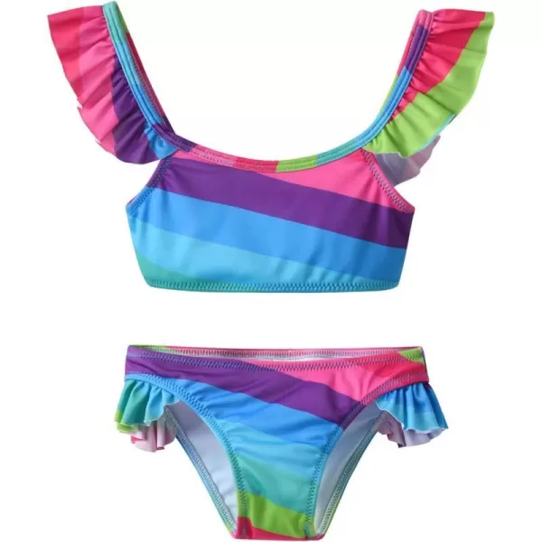 VIKITA Girls Bikini Set Two Pieces Swimsuits Toddler Bathing Suit Colorful Sport Beach Swimwear for 310 YearsStripesm026