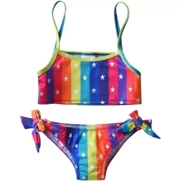 VIKITA Girls Bikini Set Two Pieces Swimsuits Toddler Bathing Suit Colorful Sport Beach Swimwear for 310 YearsStripesm027