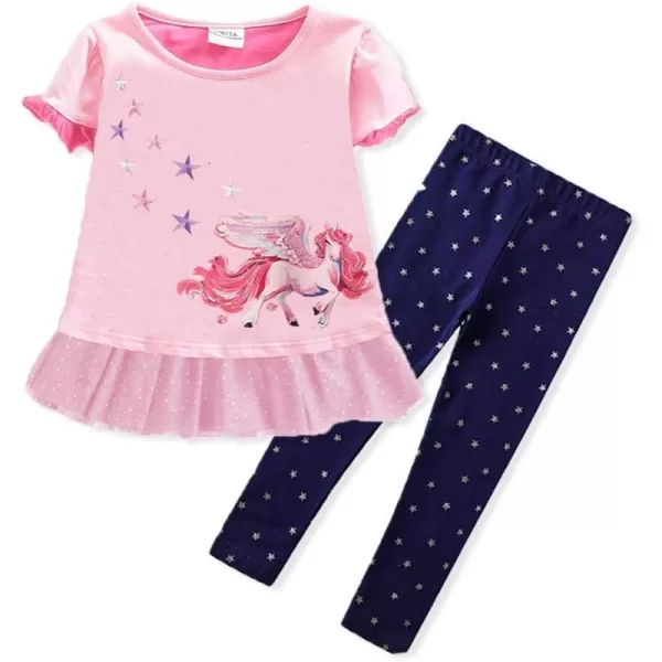 VIKITA Girls Clothes Toddler Outfits  Little Kids Shirts  Leggings Summer Fashion Clothing Sets Cute Birthday GiftsS3920f5588