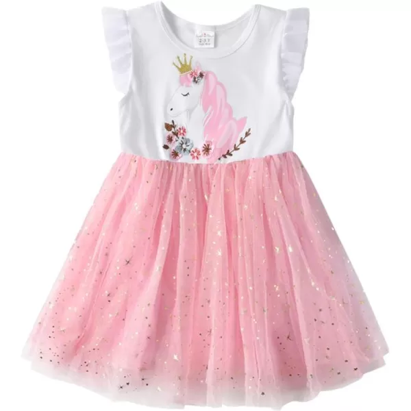 VIKITA Girls Dresses for Summer Short Sleeve Toddler Girls Clothes Party Tutu Dresses for Little Girls 312 YearsAsh4785