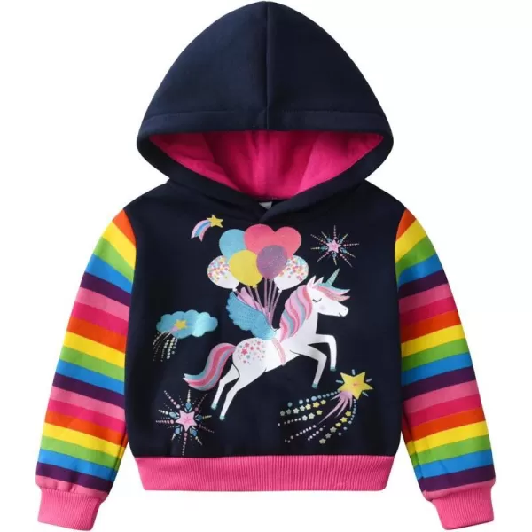 VIKITA Girls Fashion Hoodies Bright Rainbow Colors Sparkle Cartoon Pattern Long Sleeve Tops for Fall and WinterBluesw2106