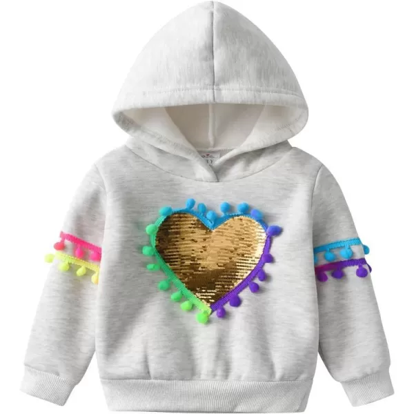 VIKITA Girls Fashion Hoodies Bright Rainbow Colors Sparkle Cartoon Pattern Long Sleeve Tops for Fall and WinterGreysw3297