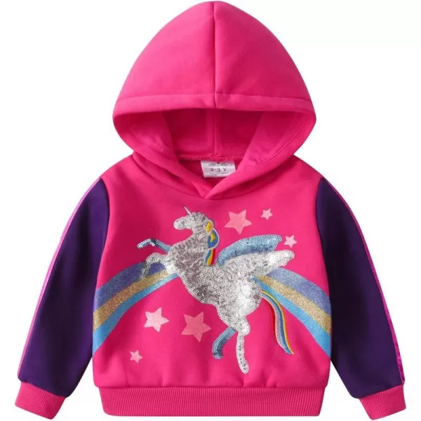 VIKITA Girls Fashion Hoodies Bright Rainbow Colors Sparkle Cartoon Pattern Long Sleeve Tops for Fall and WinterPinksw2109