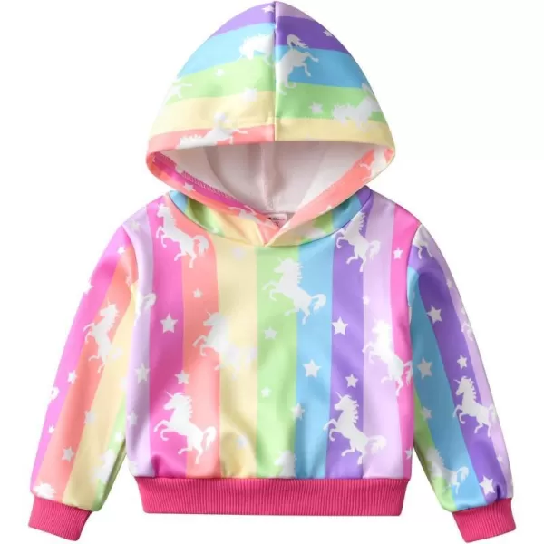 VIKITA Girls Fashion Hoodies Bright Rainbow Colors Sparkle Cartoon Pattern Long Sleeve Tops for Fall and WinterRainbowsw2105