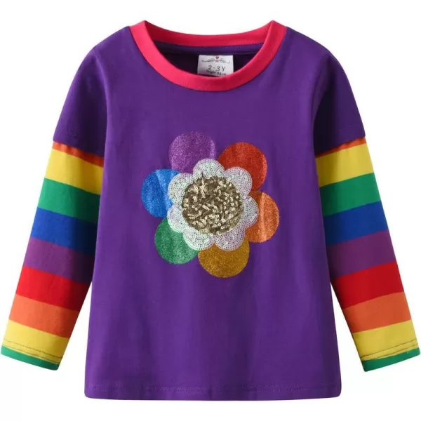 VIKITA Girls Long Sleeve Tees Layered Tulle Cotton Crewneck Sweatshirt Happy Horse Embroidery for Little Kids Fall WinterPurplel3111