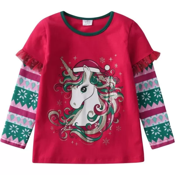 VIKITA Girls Long Sleeve Tees Layered Tulle Cotton Crewneck Sweatshirt Happy Horse Embroidery for Little Kids Fall WinterRedl3114