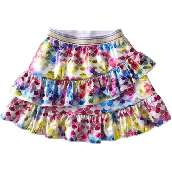 VIKITA Girls Ruffle Skirt Sparkling Scales Layered Skirt Hem Wrap Side Mini SkirtsMultisk238