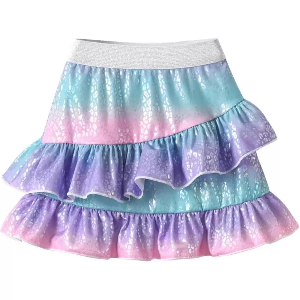 VIKITA Girls Ruffle Skirt Sparkling Scales Layered Skirt Hem Wrap Side Mini SkirtsPinksk241