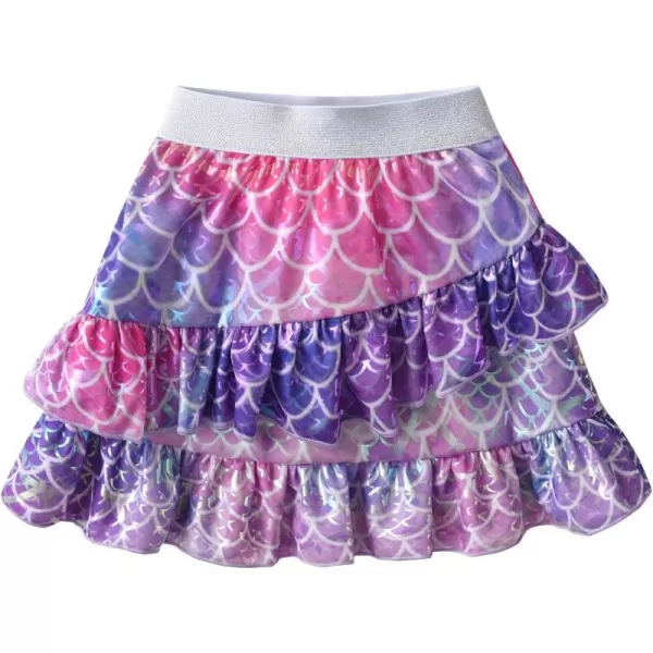 VIKITA Girls Ruffle Skirt Sparkling Scales Layered Skirt Hem Wrap Side Mini SkirtsPurplesk251